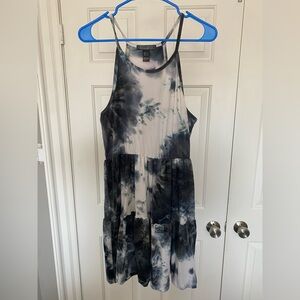Women's Black and White Tie-Dye Mini Sundress